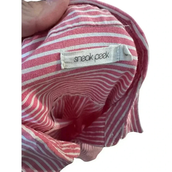 SNEAK PEEK Pink Striped Button-Down Shirt Size Small maternity - Picture 3 of 5